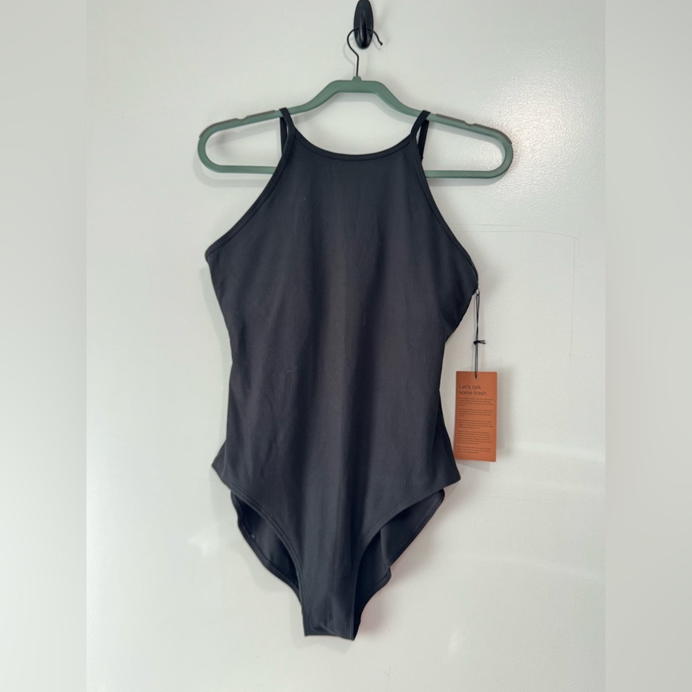NWT Girlfriend Collective Marlow High Neck Bodysuit, Black, Size XL